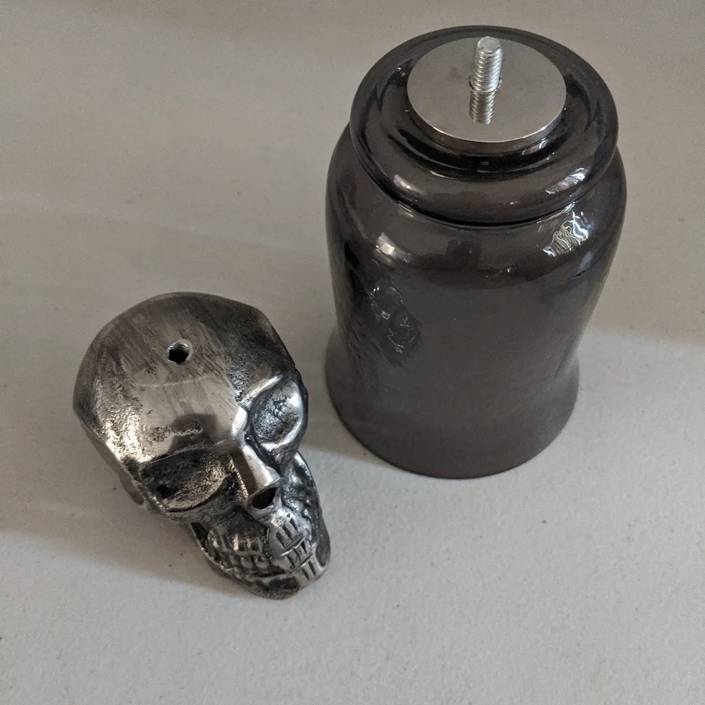 Halloween Rare Metal Skull Candle Votive Holder Goth Dark Academia Decor